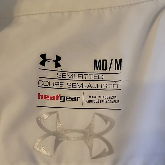 Under Armour White Button Down Shirt with Red Accent - Picture 9 of 9